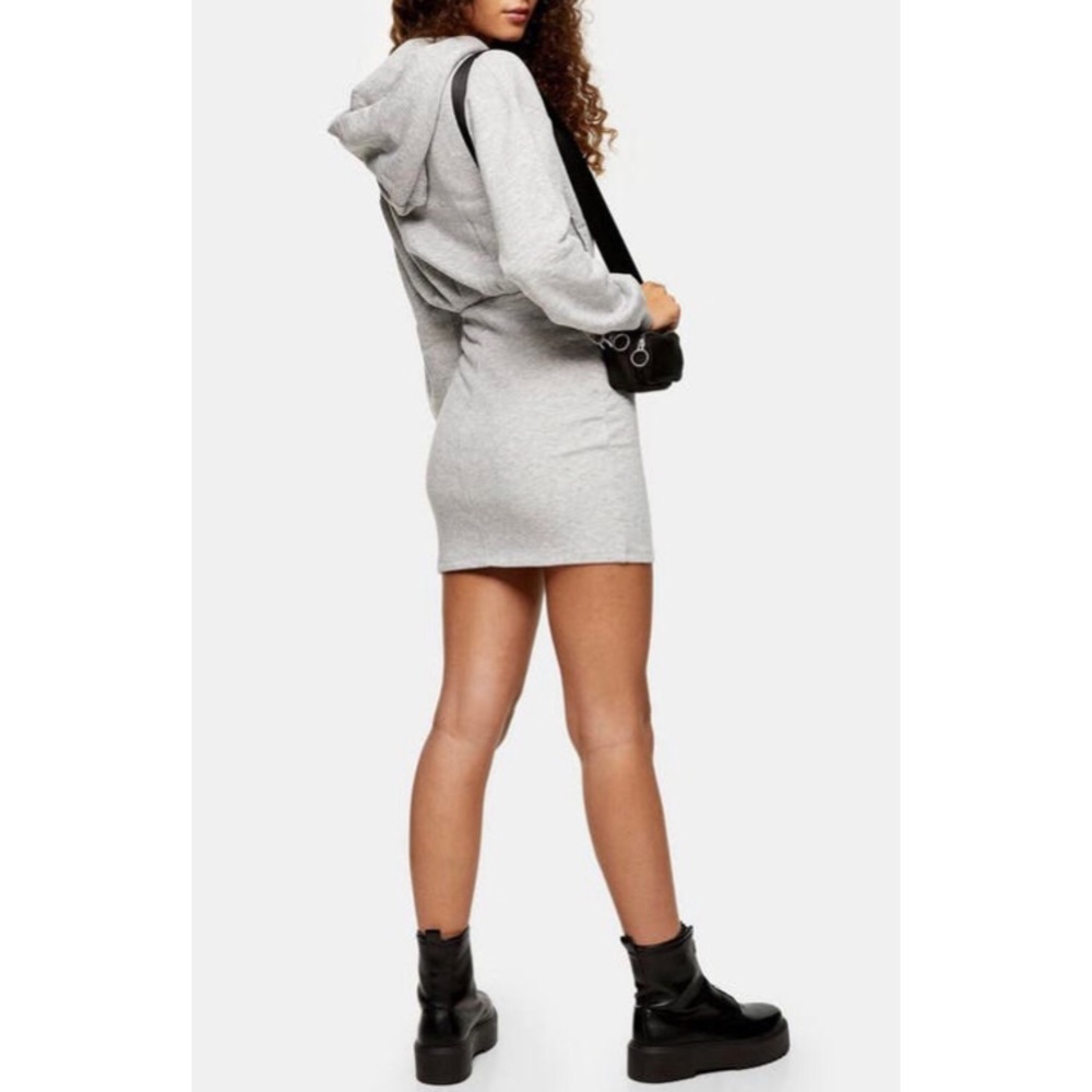 GRAY TOPSHOP HOODIE MINI DRESS PETITE